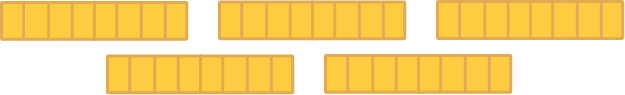 5 rectangles. Chaque rectangle est divisé en 8 parties égales.
